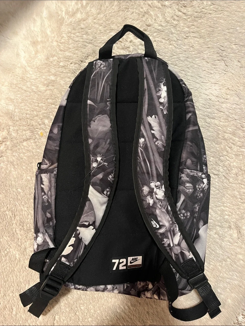 Nike Floral Print Backpack - Black and Purple Tones